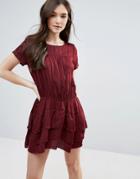 D.ra Helene Dress With Tiered Skirt - Red
