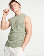 New Look Blocked Tank In Khaki-green