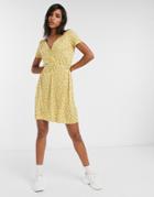 French Connection Aubi Ditsy Meadow Jersey Mini Dress In Yellow