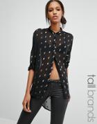 Noisy May Tall Sheet Oversized Shirt With Metallic Lightening Print -