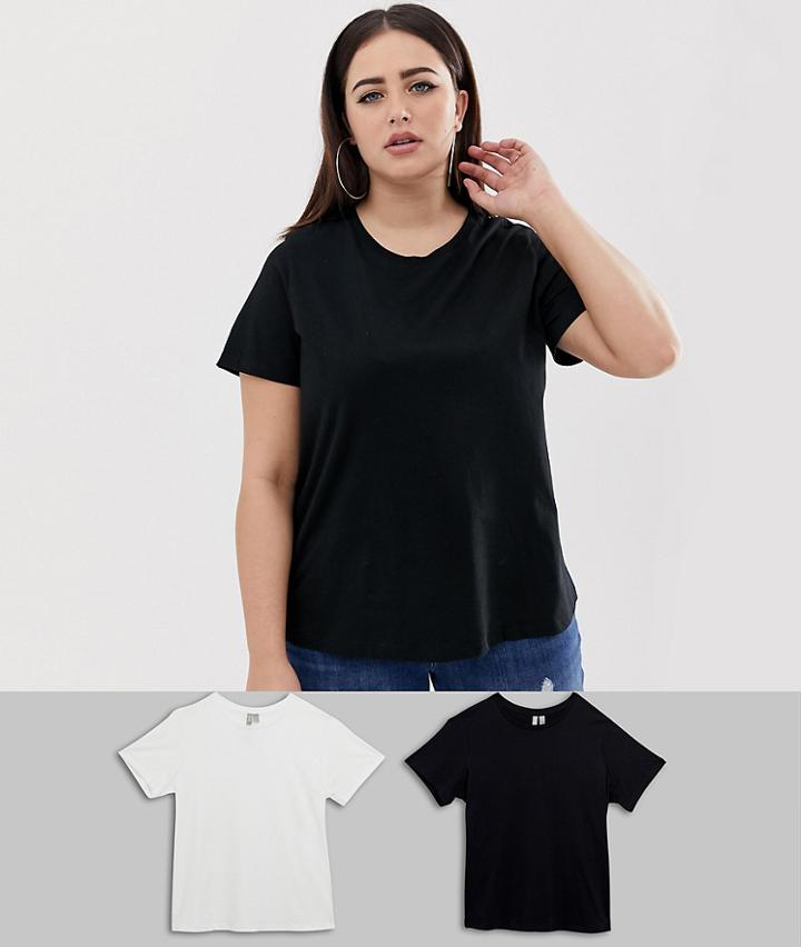 Asos Design Curve Ultimate T-shirt With Crew Neck In 2 Pack Save-multi