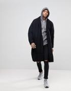 Asos Extreme Oversized Longline Quilted Duster Coat - Black