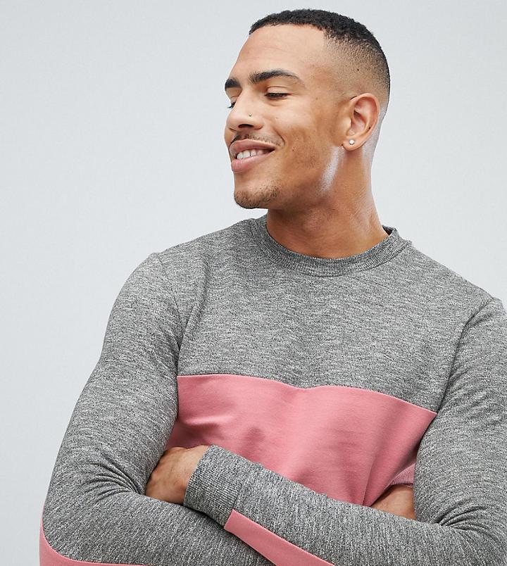 Asos Design Tall Sweatshirt With Color Blocking - Pink