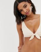 & Other Stories Bubbly Tie Bikini Top In Pastel Pink-orange