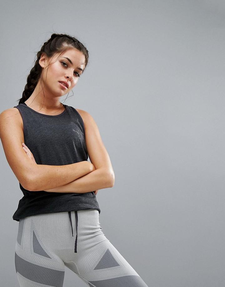 Puma Drawstring Transition Tank In Black - Black