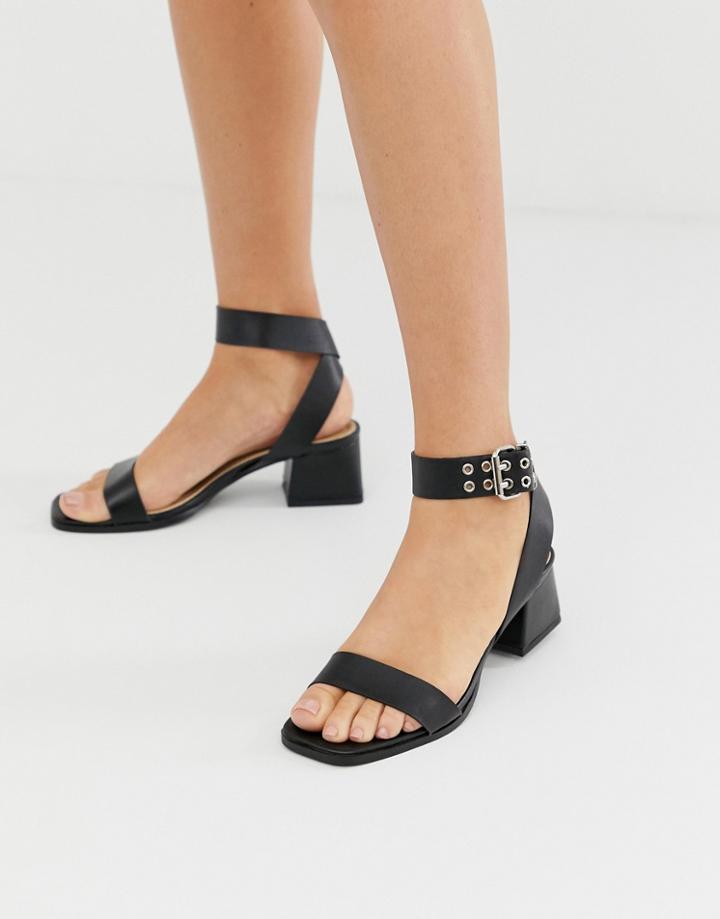 Raid Bessie Black Block Square Toe Heel Sandal