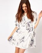 Asos Smock Dress In Oversized Floral Print - Multi