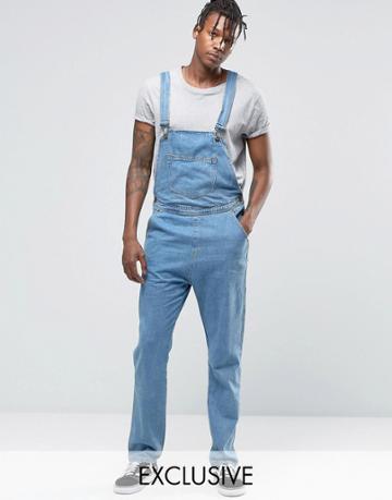 Liquor & Poker Stonewash Overalls - Blue