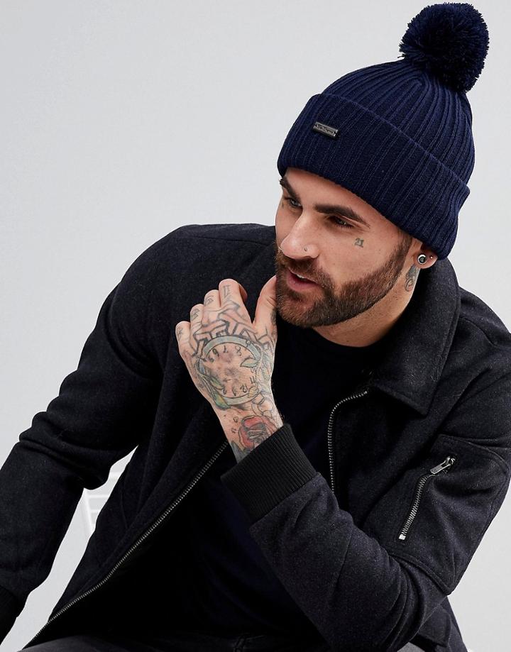 Ben Sherman Bobble Hat Navy - Blue