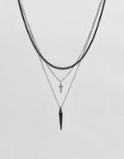 Bershka Triple Layer Necklace In Silver - Silver