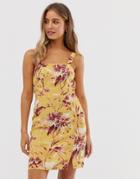 New Look Floral Print Dress In Yellow Pattern - Yellow
