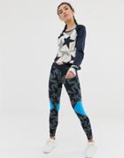Adidas Training Star Print Leggings In Gray - Multi