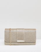 Miss Kg Talia Brushed Gold Clutch With Cross Body Chain - Gold