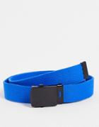 Asos Design Webbing Belt In Cobalt Blue