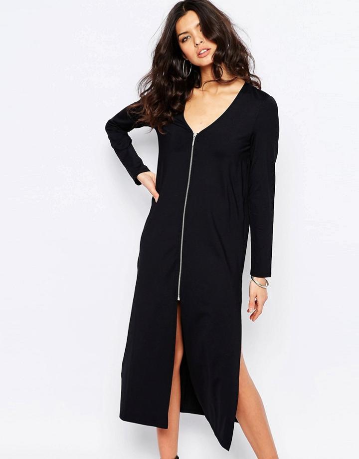 Y.a.s Clara Zip Front Dress Jacket In Slinky Jersey - Black