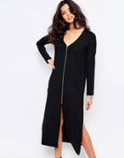 Y.a.s Clara Zip Front Dress Jacket In Slinky Jersey - Black