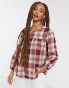 Jdy Smock Top In Red Plaid-multi