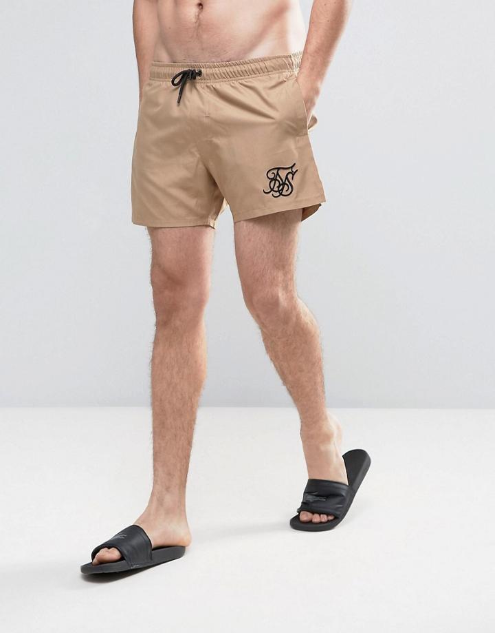 Siksilk Retro Swim Shorts In Stone - Stone