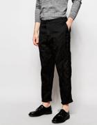 Asos Tapered Pants In Lightweight Pinstripe Dark Gray - Dark Gray