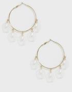 Asos Design Hoop Earrings With Resin Petals And Pearls In Gold Tone - Gold