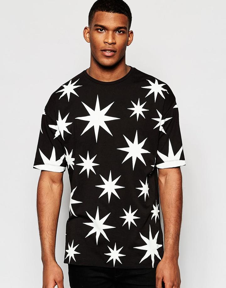 Love Moschino Star T-shirt Glow In The Dark - Black