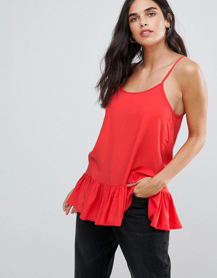 Blend She Ella Peplum Cami Top - Red