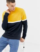 New Look Color Block Sweatshirt In Yellow - Yellow