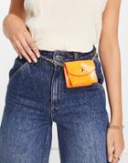 Truffle Collection Mini Patent Belt Bag With Chain In Neon Orange