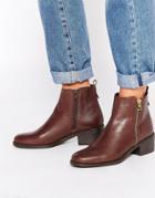 Oasis Zip Detail Ankle Boots - Brown