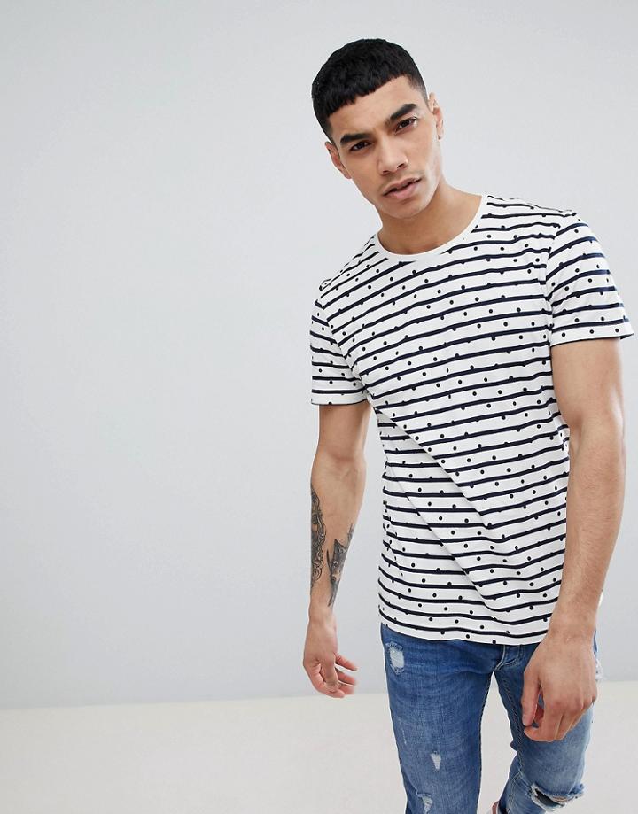 Jefferson Striped Dotted T-shirt - Cream