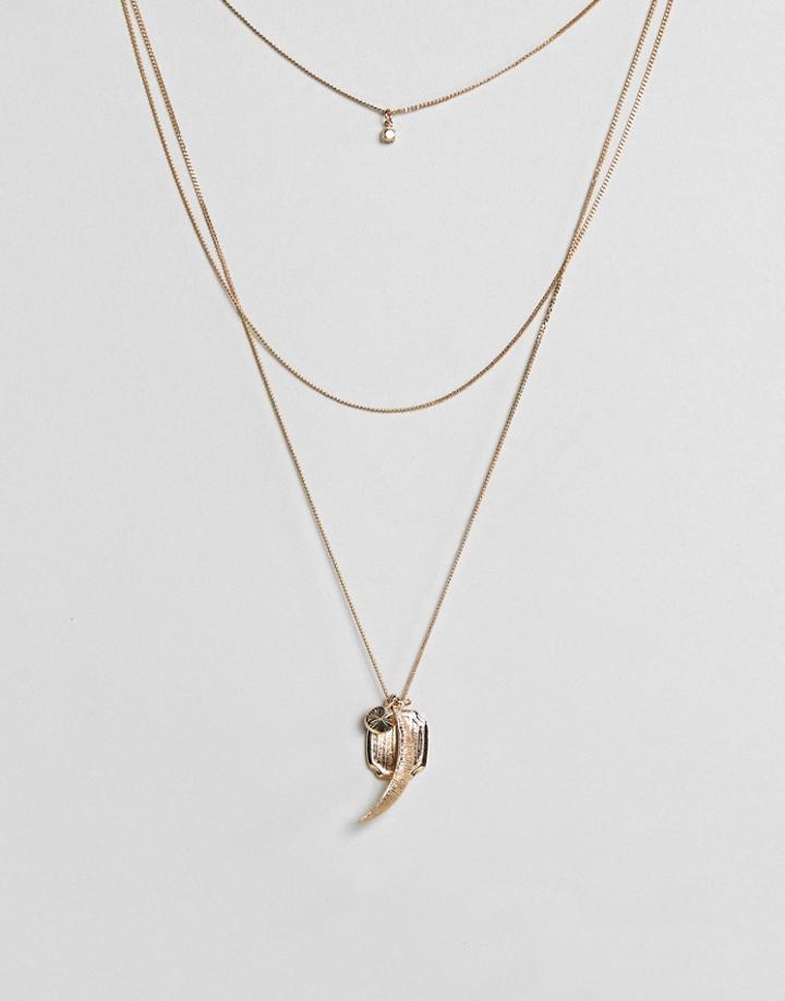 Asos Coin & Charm Multirow Necklace - Gold