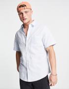 River Island Short Sleeve Linen Shirt In Blue-blues