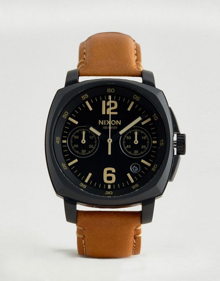 Nixon Charger Chronograph Watch In Leather - Tan
