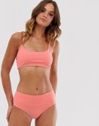 Unique21 Textured Scoop Neck Strappy Bikini-pink