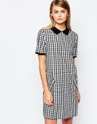 Fred Perry Gingham Polo Dress With Zip Back - Black