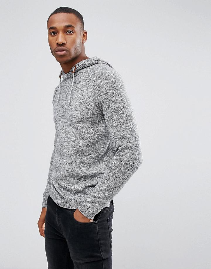 Jack & Jones Originals Knitted Hoodie - Gray