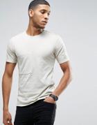 Only & Sons Longline T-shirt With Step Back Hem And Pockets In Organic Cotton - Beige