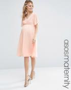 Asos Maternity Wedding Lace And Pleat Midi Dress - Pink