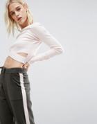 Asos Lounge Co Ord Crop Sweater With Strapping Detail - Pink