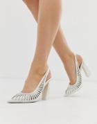 Asos Design Pascha Cut Out Sling Back High Heels In White - White