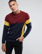 Bellfield Sweater In Color Block - Navy