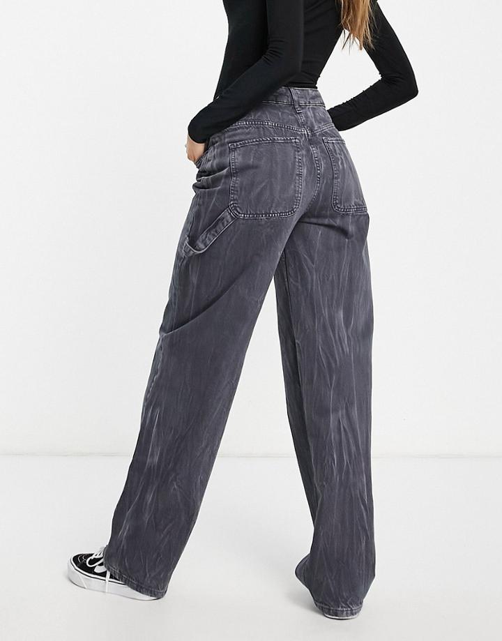 Asos Design Premium Organic Cotton Blend Oversized Skater Jeans In Gray