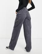 Asos Design Premium Organic Cotton Blend Oversized Skater Jeans In Gray