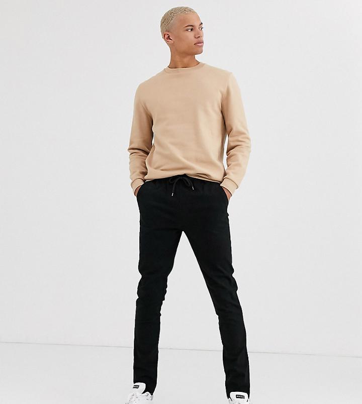 Asos Design Tall Skinny Chinos With Elastic Waist In Black