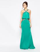 Forever Unique Petra Maxi Dress With Embellished Trim - Jade