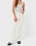 Stradivarius Low Waist Stretch 90s Pants With Hem Split Detail In Beige-neutral