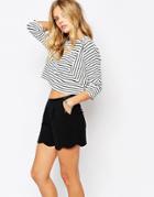 Noisy May Stripe Batwing Top With 3/4 Sleeve - White
