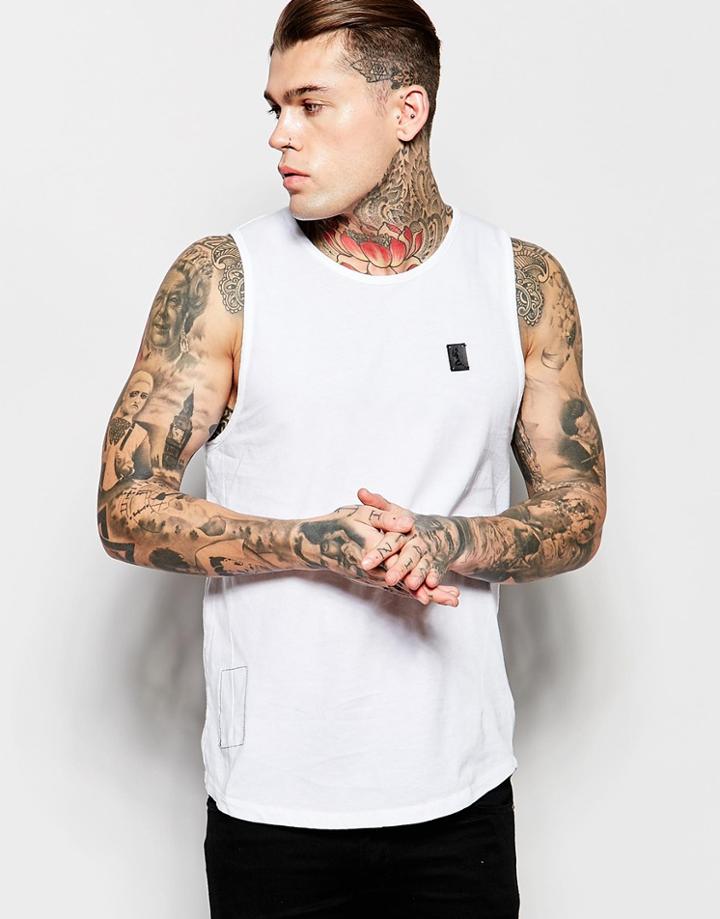 Religion Tank With Split Back Hem - White