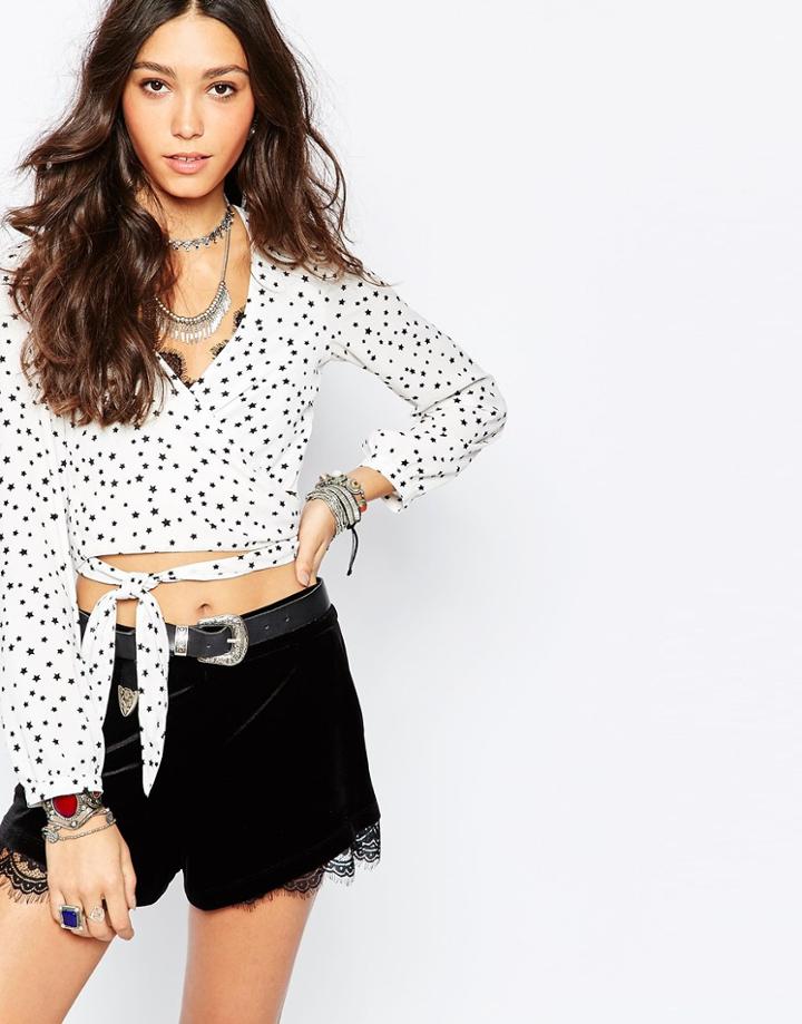 Wyldr Bow Front Blouse In Star Print - Multi