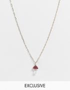 Reclaimed Vintage Inspired Unisex Necklace With Crystal Mushroom Pendant In Gold